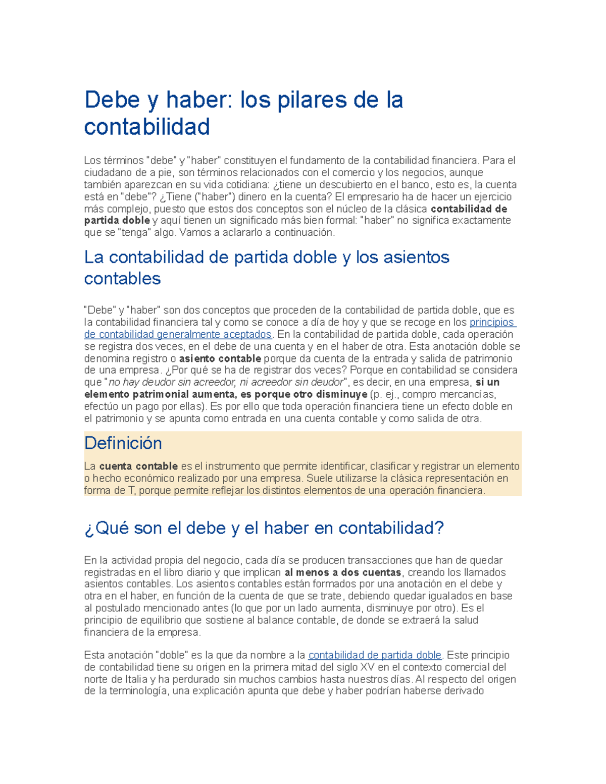 Debe y Haber: Fundamentos de Contabilidad Financiera Res - Studocu