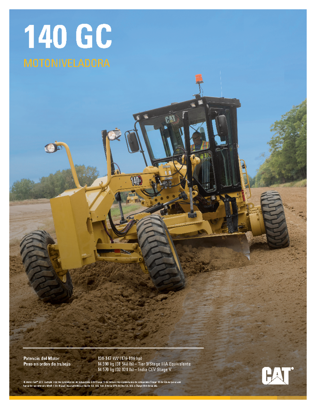 140GC Especificaciones Técnicas de la Motoniveladora Cat - Studocu