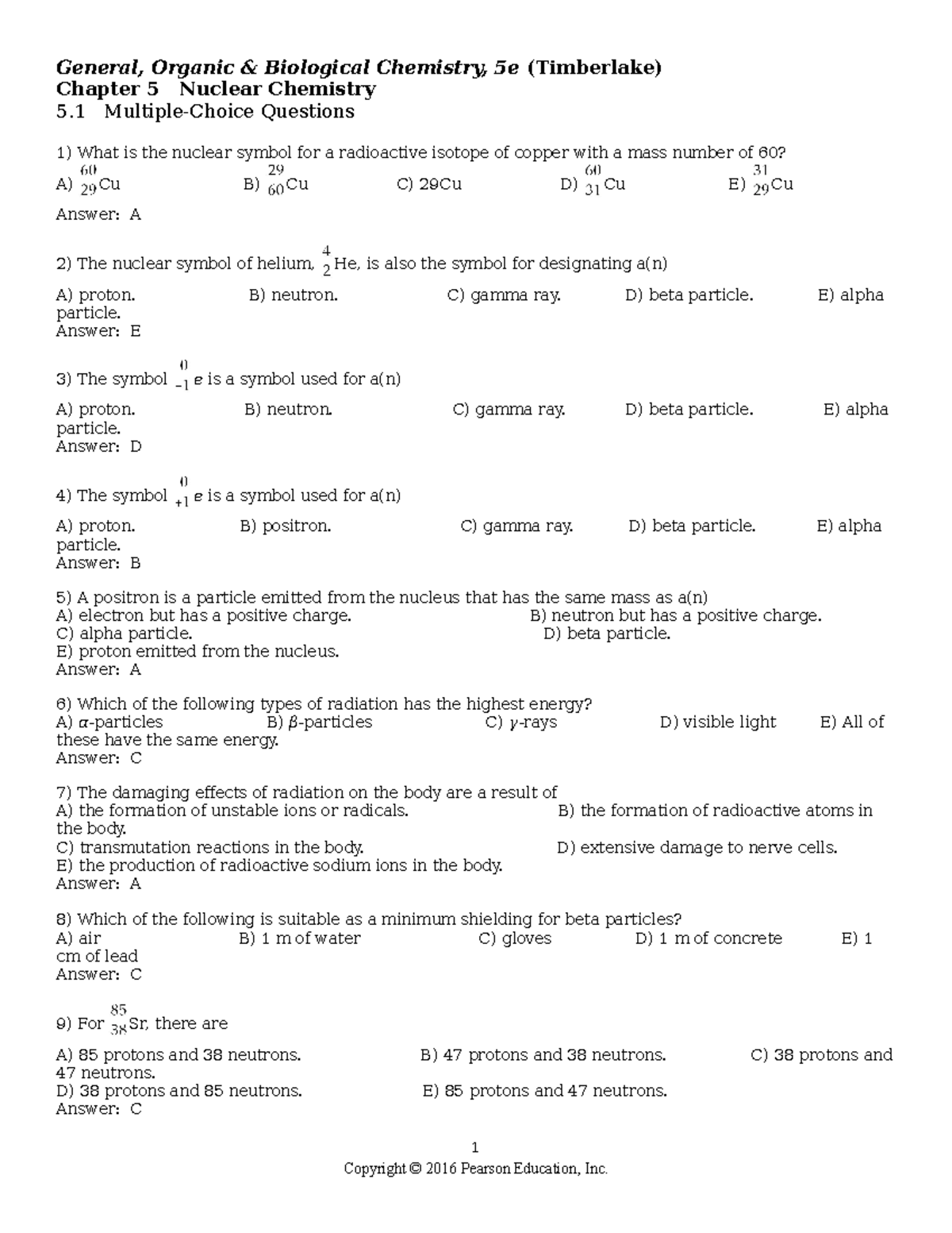 Ch. 5 Nuclear Chemistry Study Guide for General Chemistry 5e - Studocu