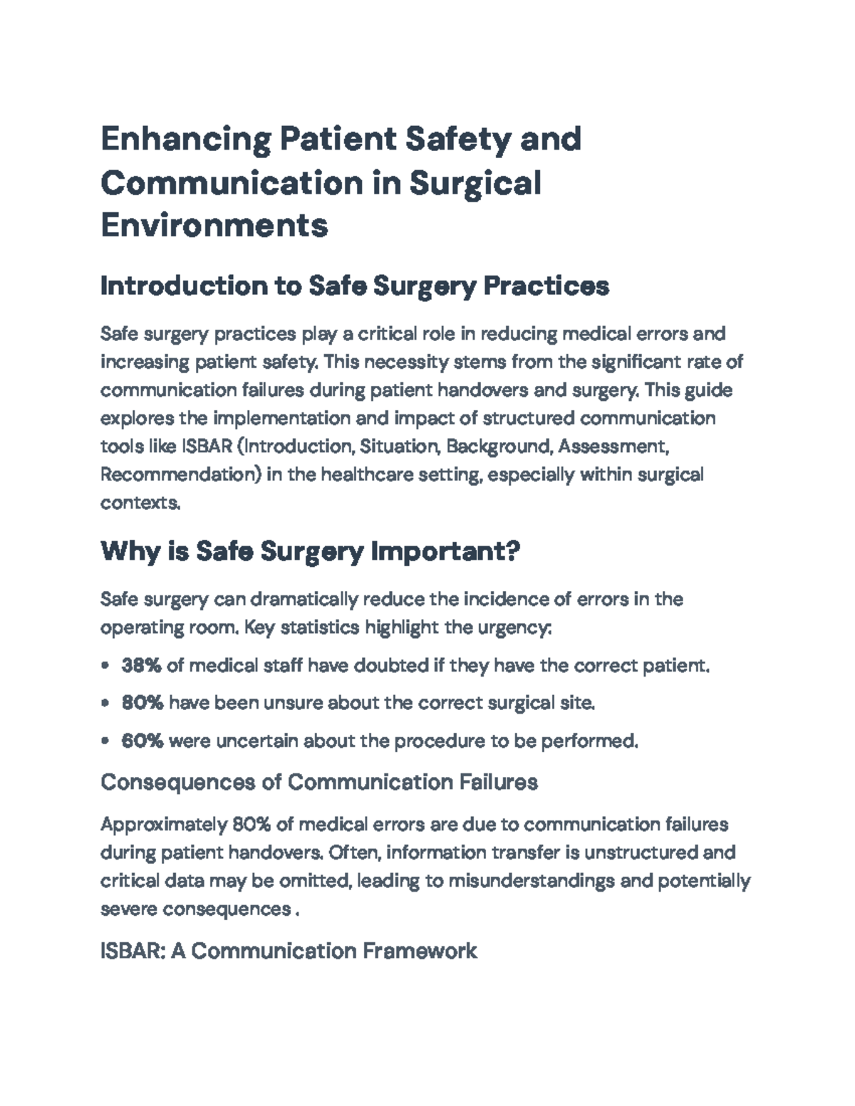 Enhancing Patient Safety: ISBAR Communication in Surgical Environments ...
