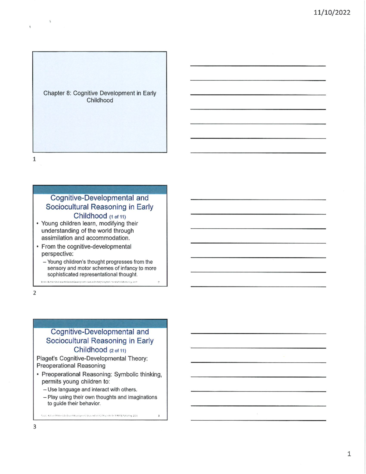 Chapter 8 notes - Chapter 8: Cognitive Development in Early Childhood 1 ...
