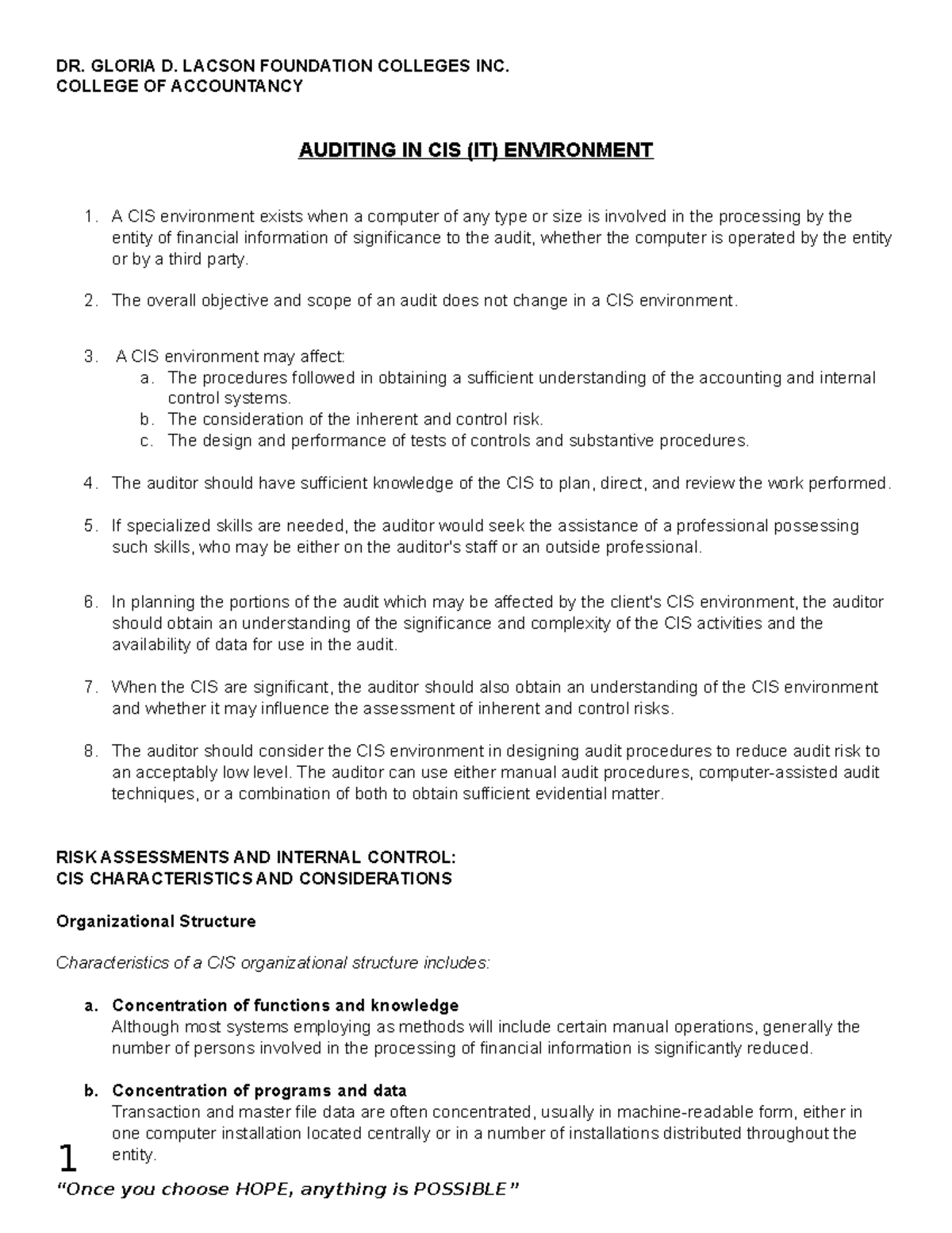 CIS Audit in IT Environment: Key Insights & Considerations - Document Preview