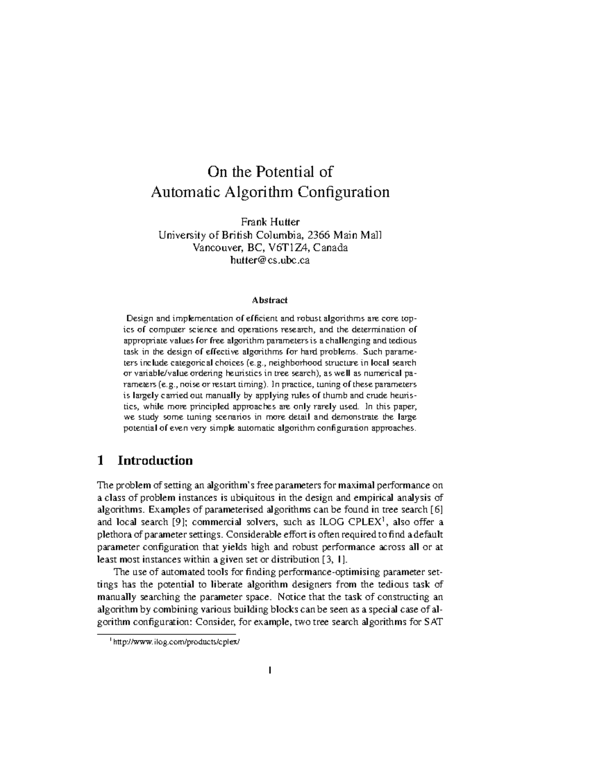 Potential of Automatic Algorithm Configuration for Optimization Studies ...