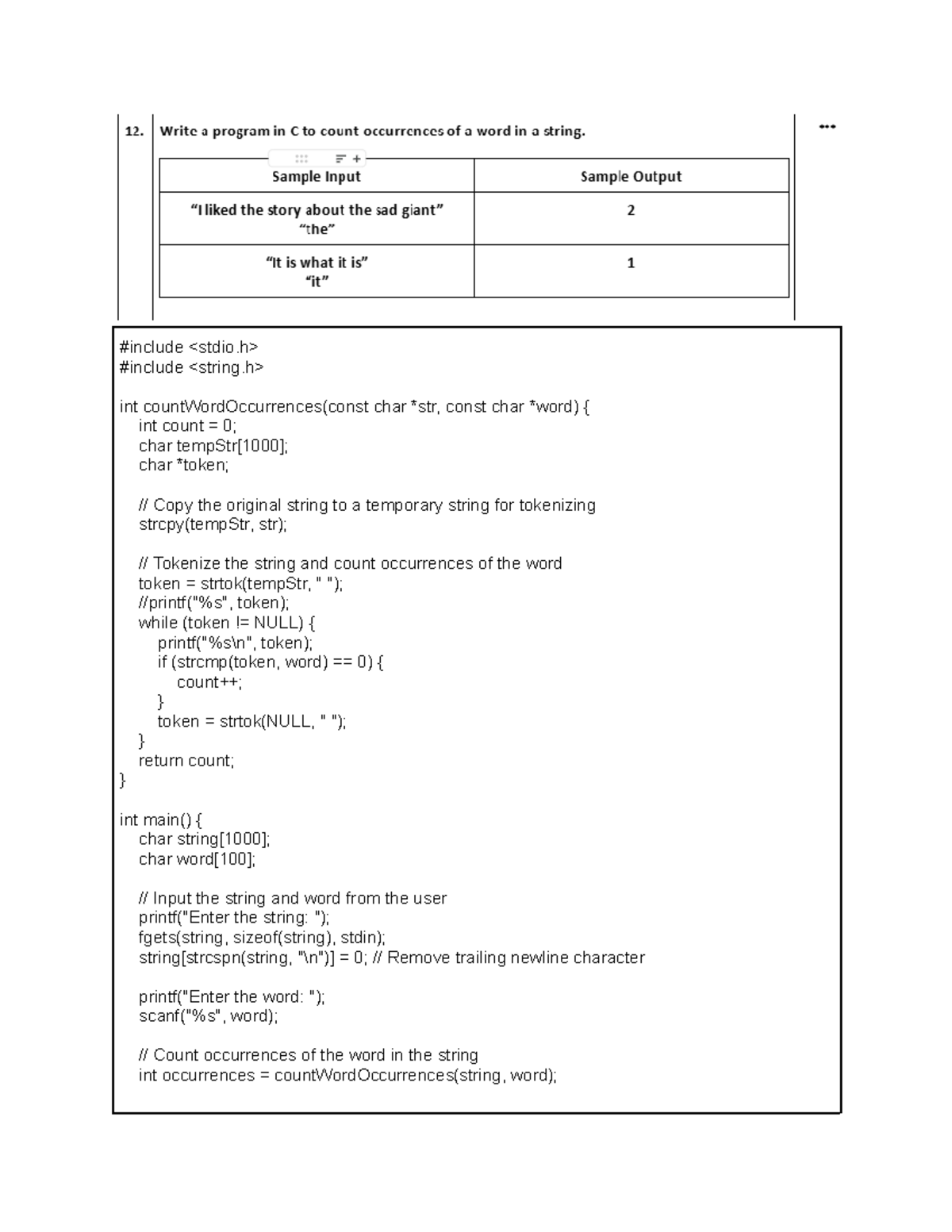 String Solutions and Questions: C Programming Concepts and Functions ...