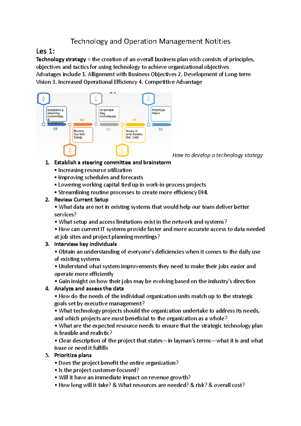 TOM 101: Technology and Operations Management Lecture Notes - Studeersnel