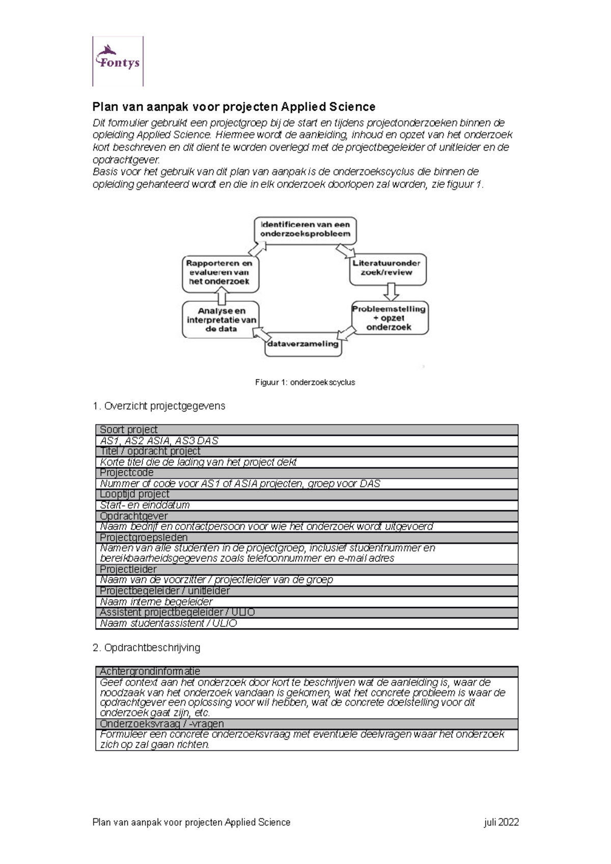 Plan van Aanpak Projecten AS - Applied Science Guideline 2022 - Studeersnel