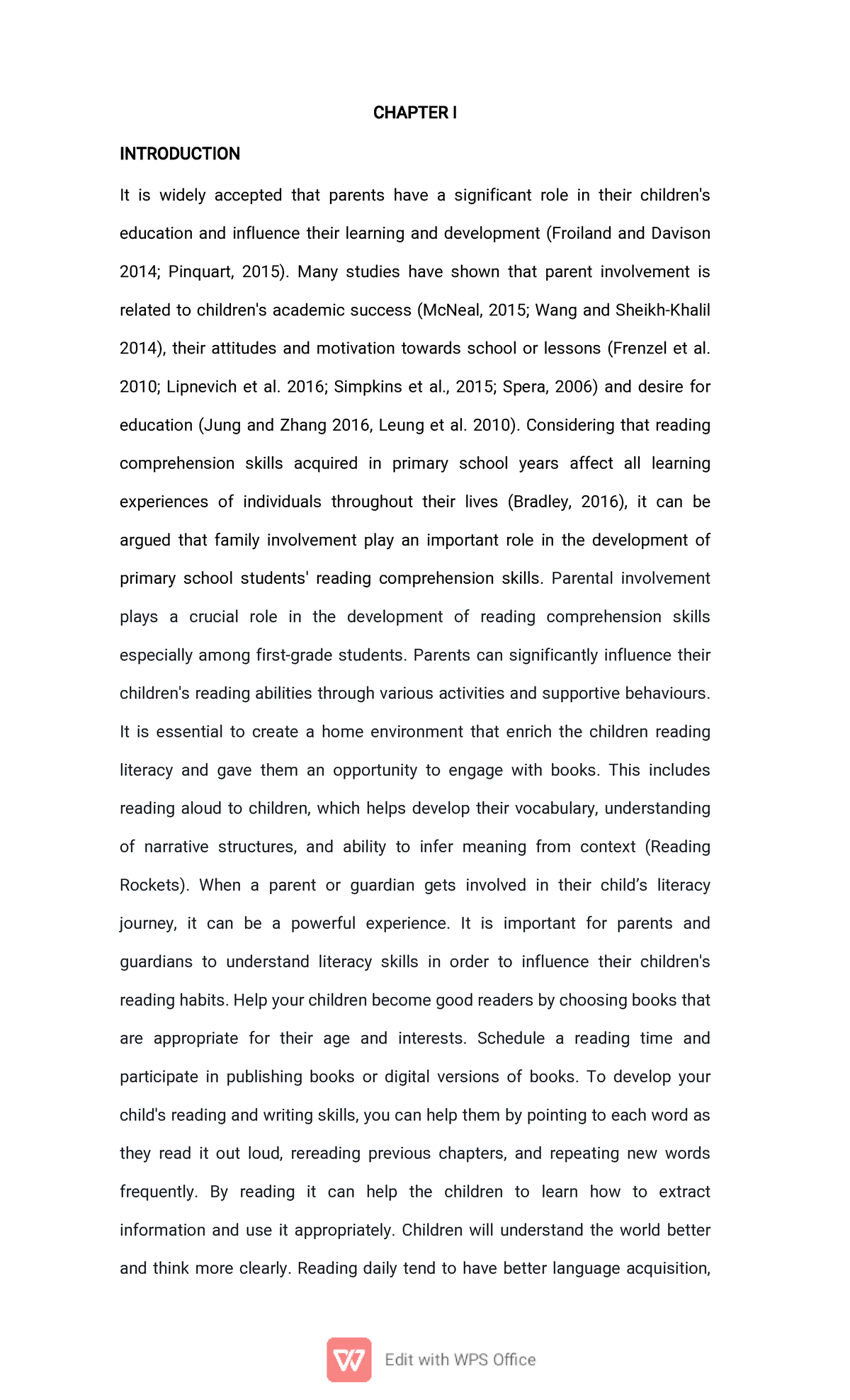 The Impact of Parental Involvement on Grade 1 Reading Comprehension ...