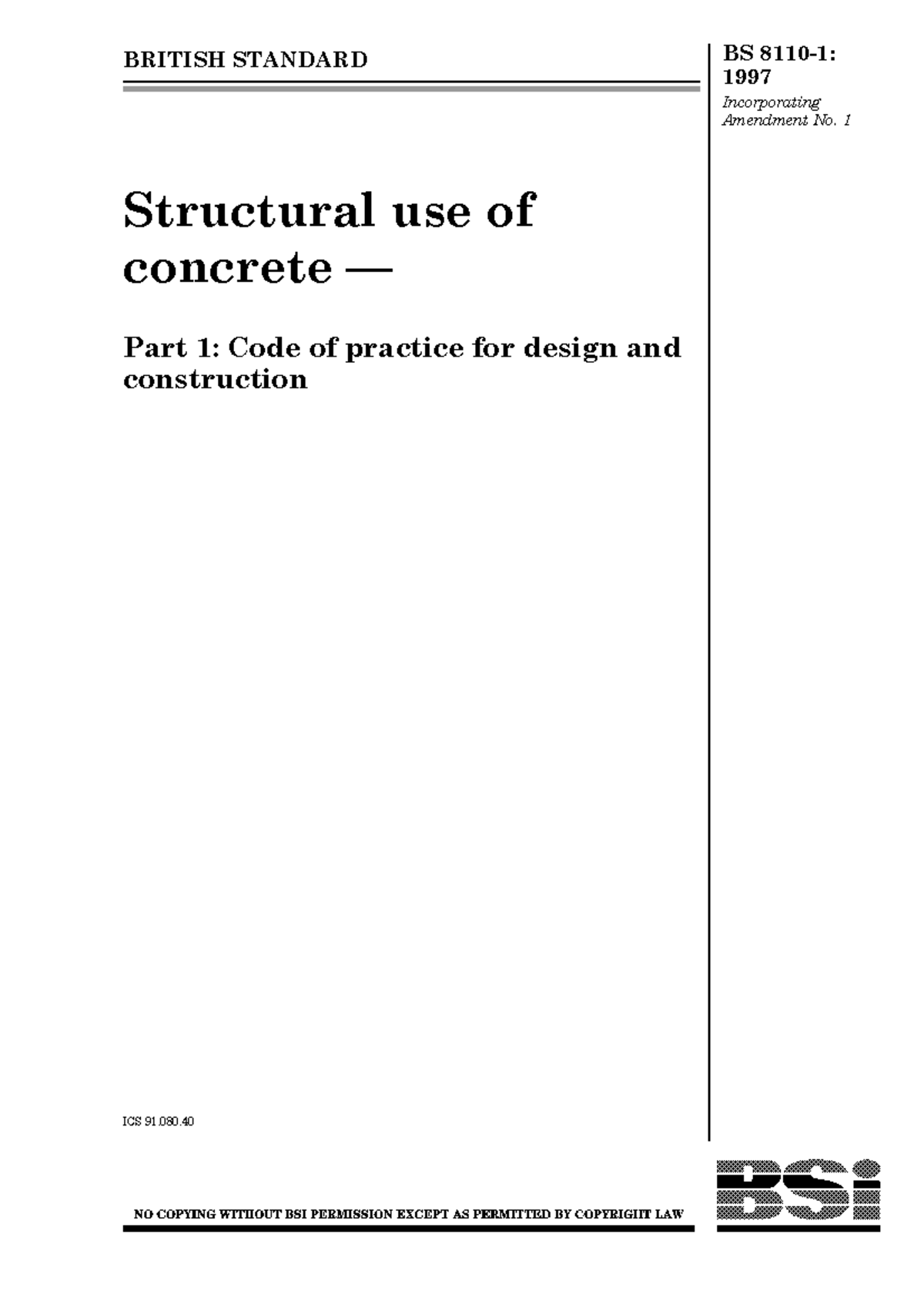 BS 8110-1:1997 Structural Use of Concrete - Design & Construction Guide ...