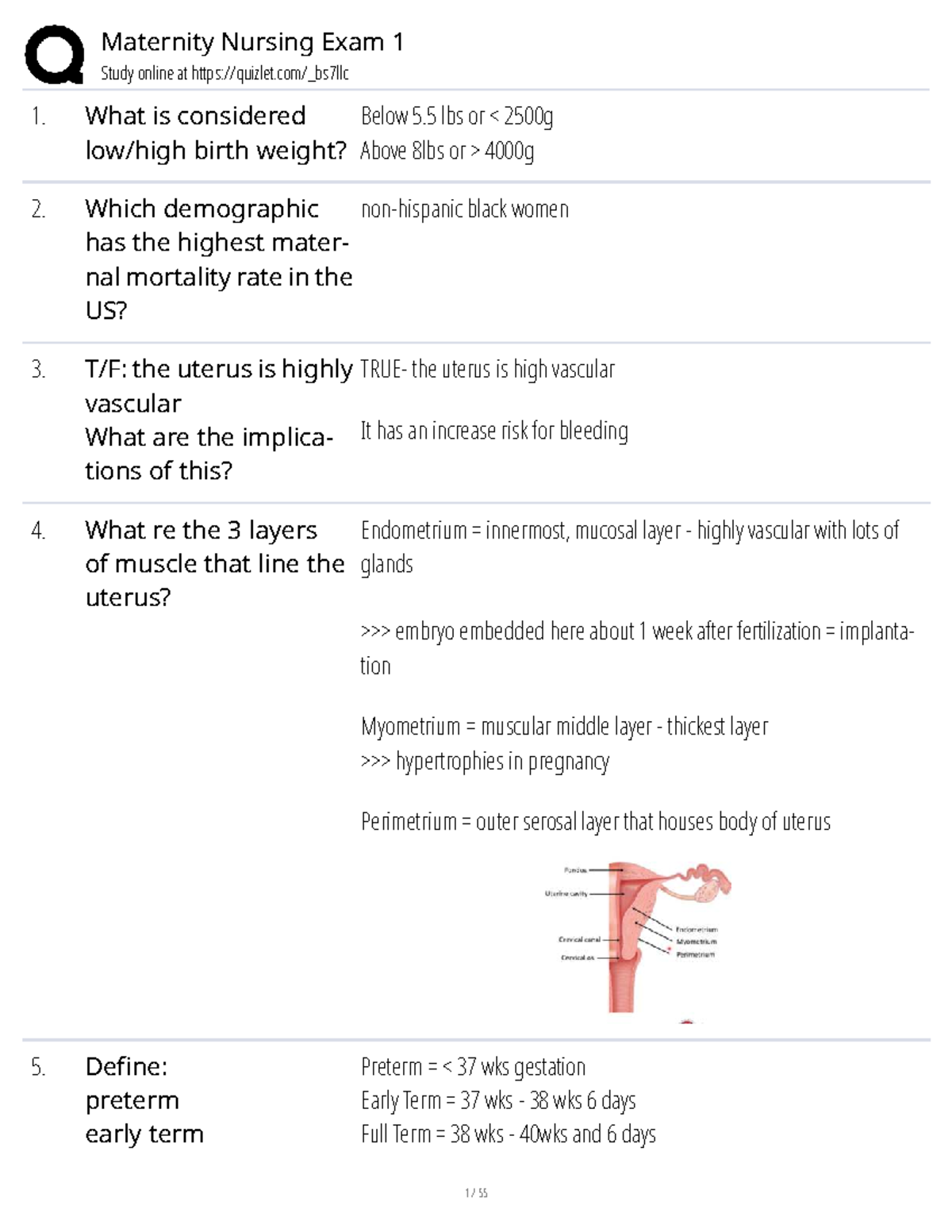 Maternity Nursing Exam 1 Study Guide: Key Concepts and Definitions ...