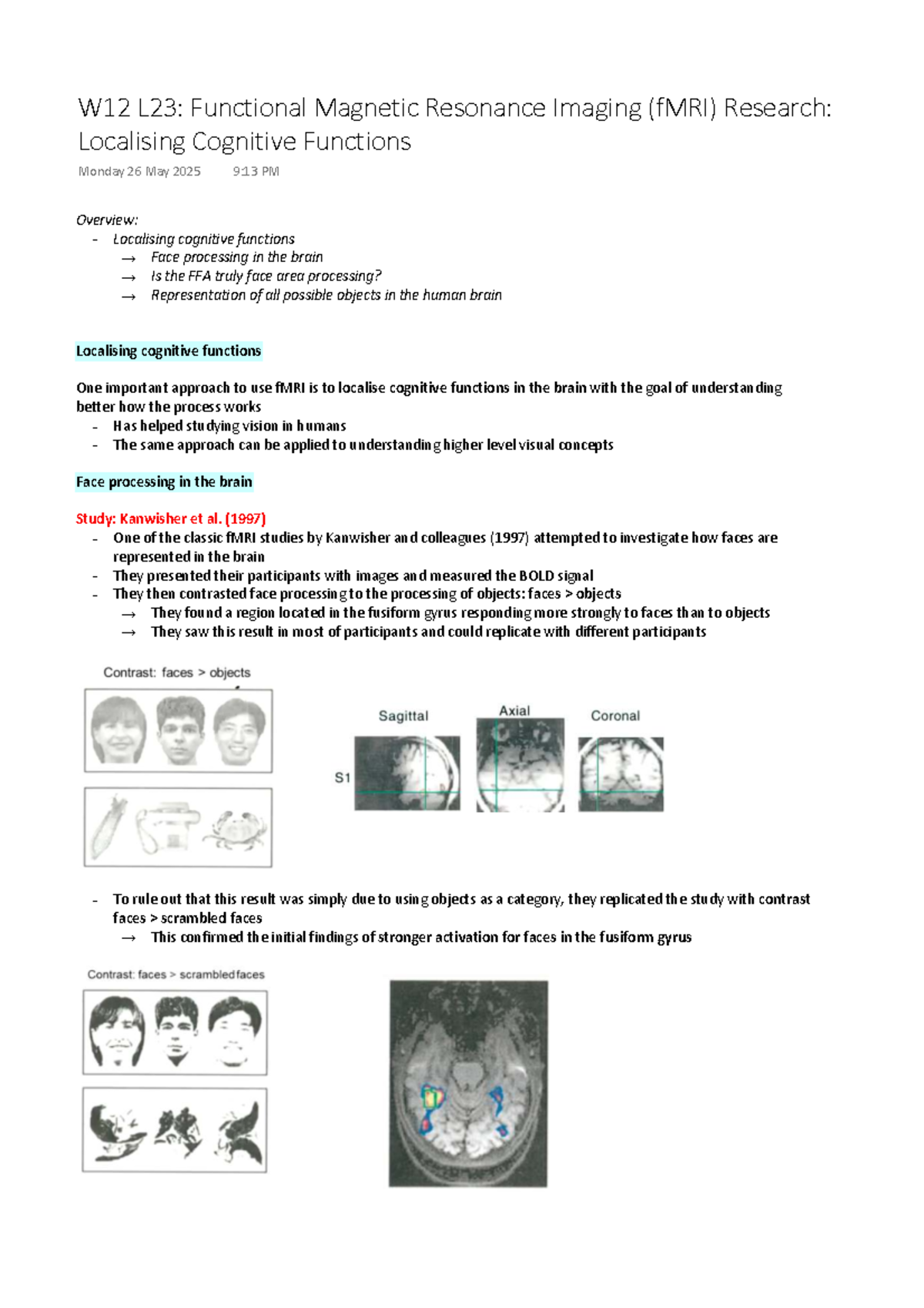 W12 L23: Localising Cognitive Functions in the Brain via fMRI Research ...