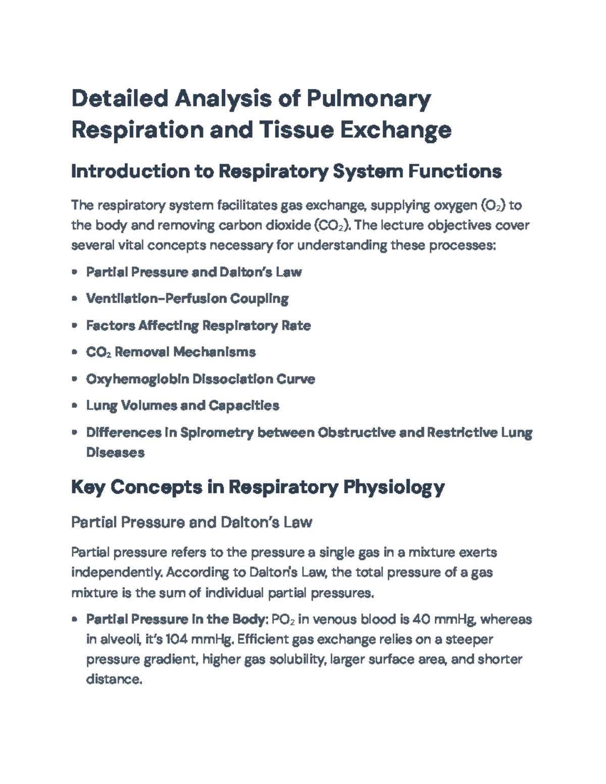 Respiratory System Functions: Key Concepts for Exam Preparation - Studocu