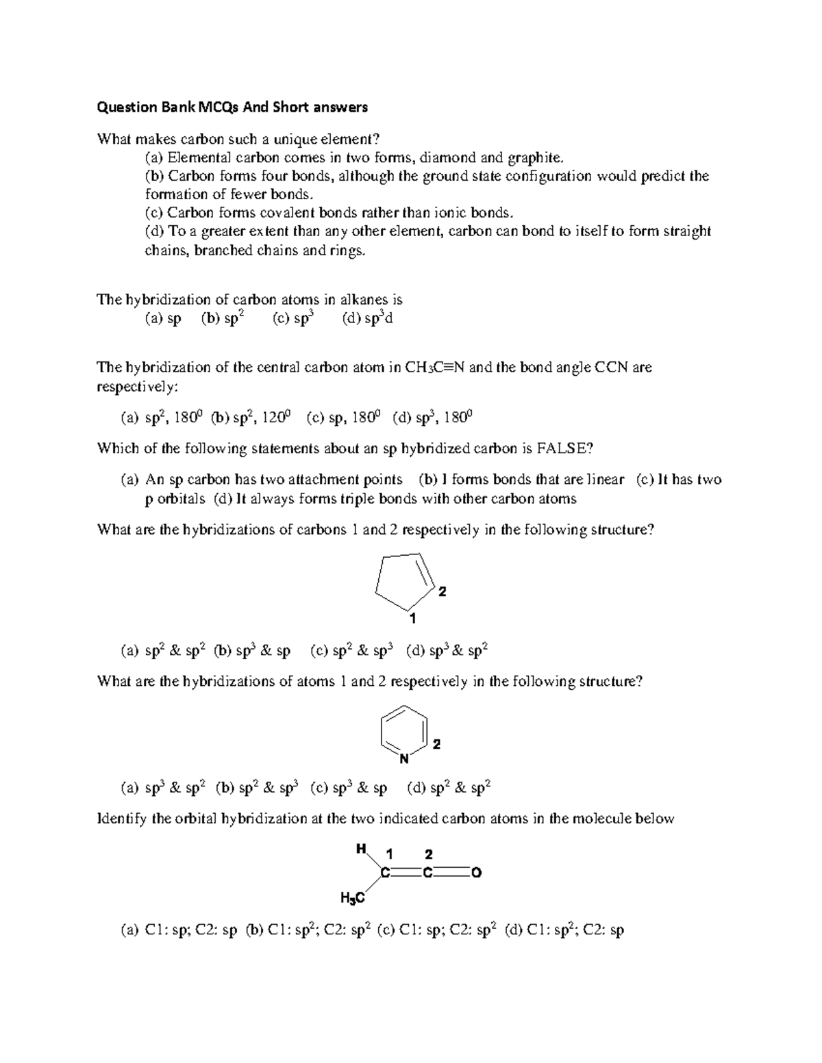 Past MCQ & Short Answer Practice for Chem 102 Exam Prep - Studocu