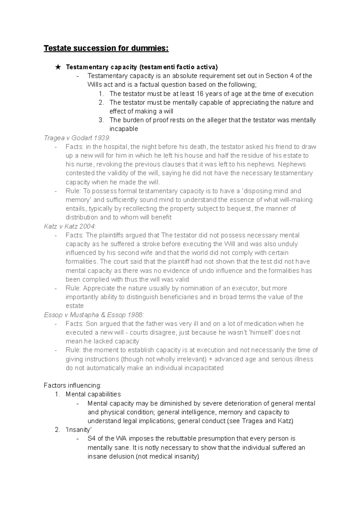 Testate Succession Overview: Testamentary Capacity & Legal Principles ...