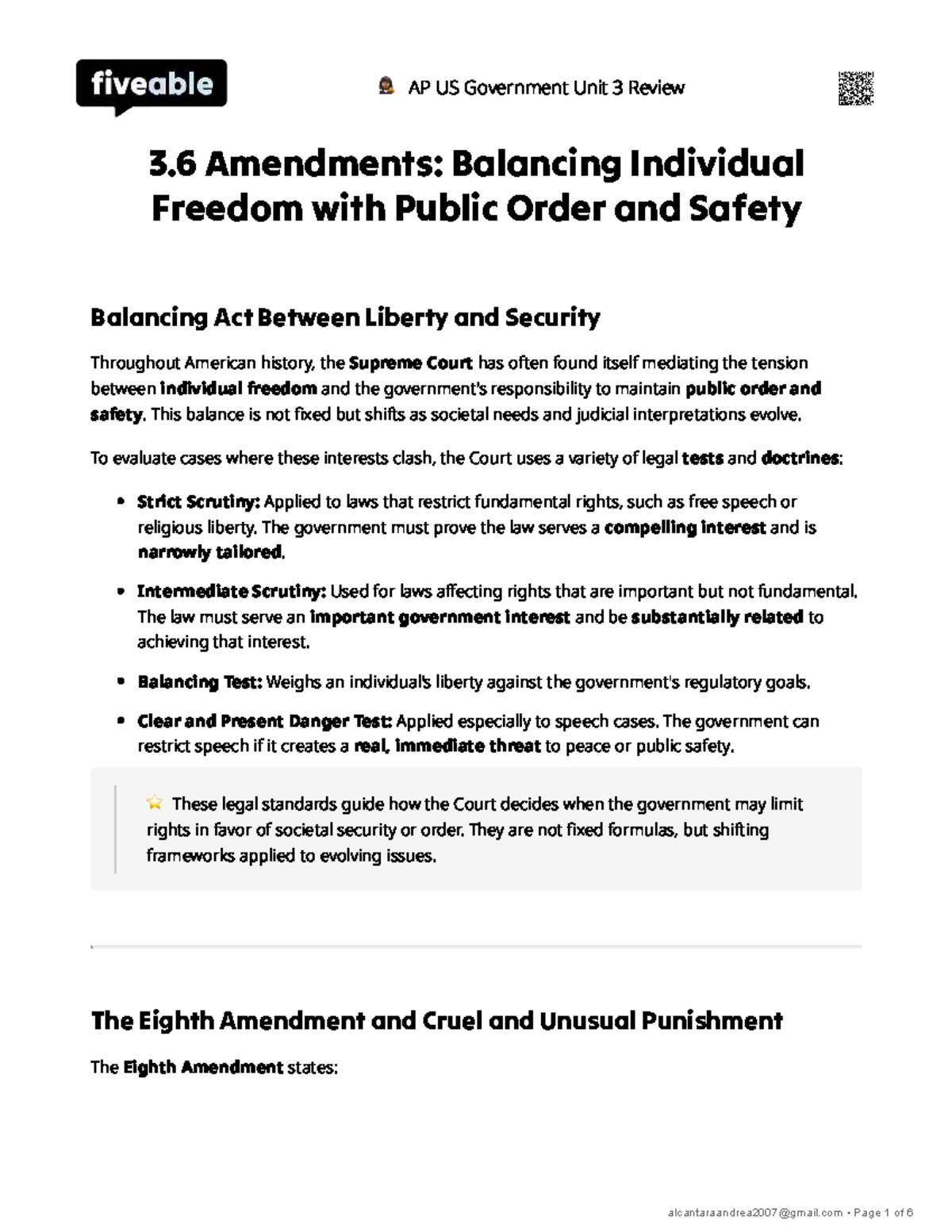 AP US Government Unit 3 Review: Balancing Rights & Safety in Amendments ...