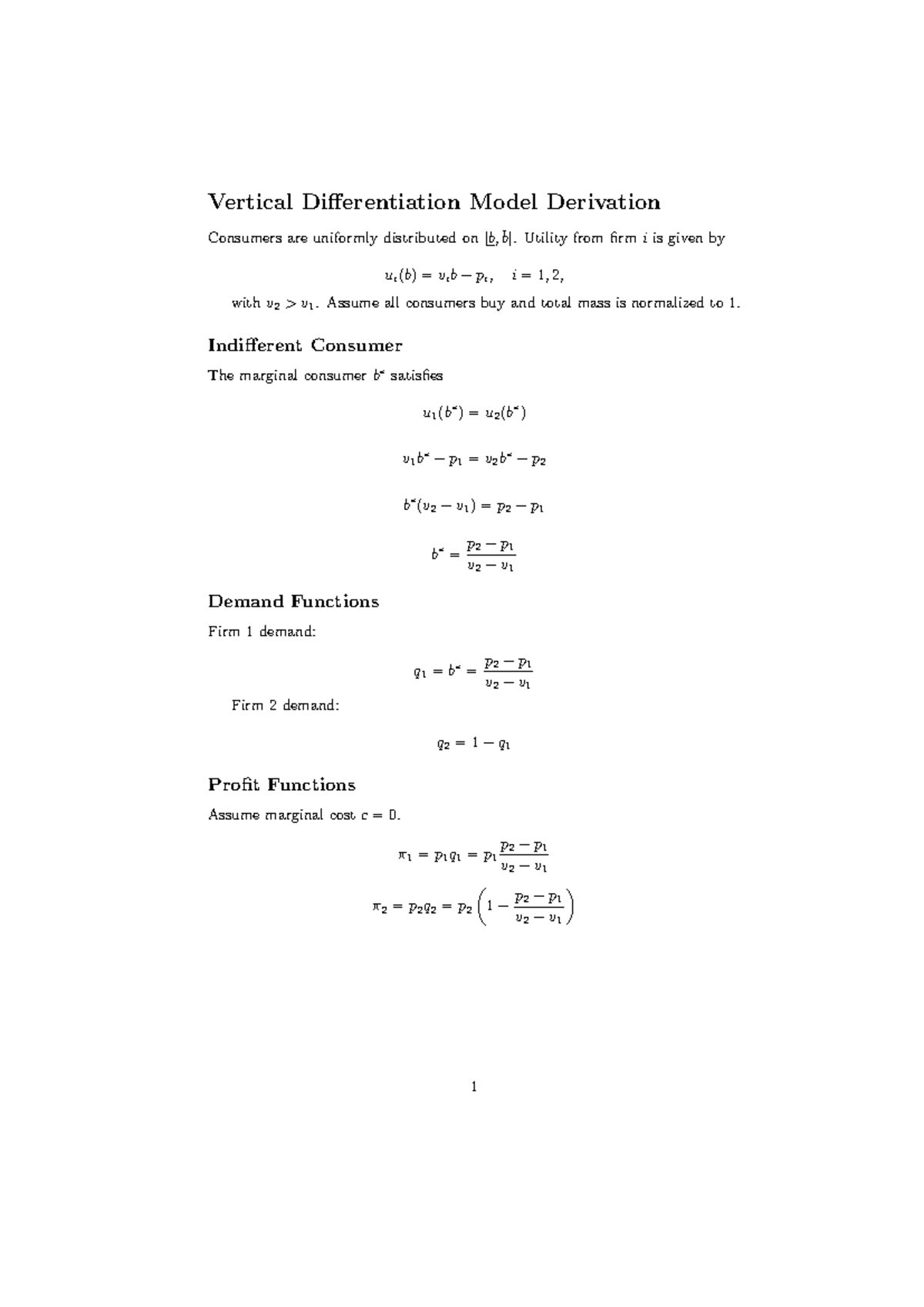 Vertical Differentiation Model Derivation in Io Product Differentiation ...