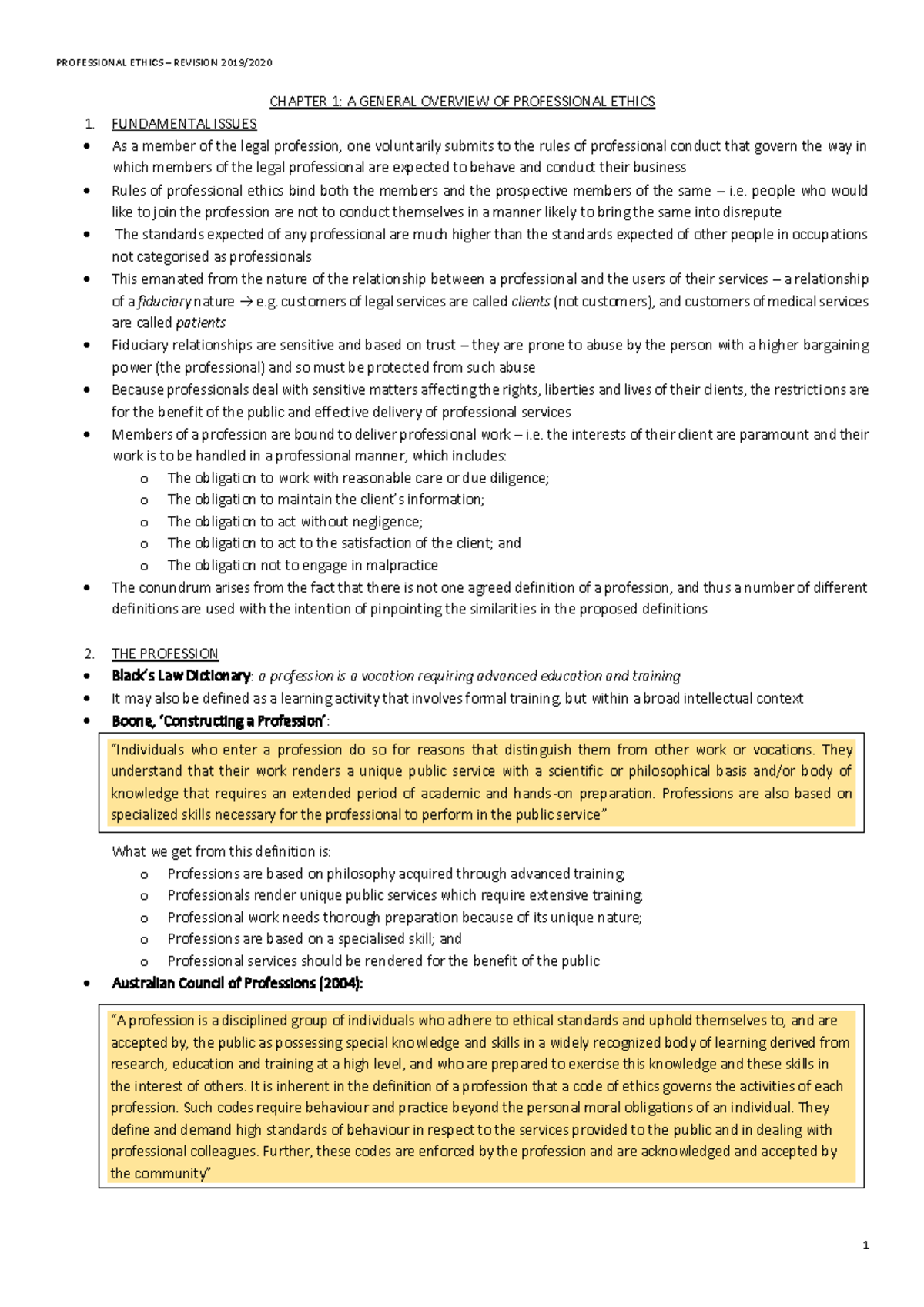 Professional Ethics Overview - ATP Revision Notes - Studocu