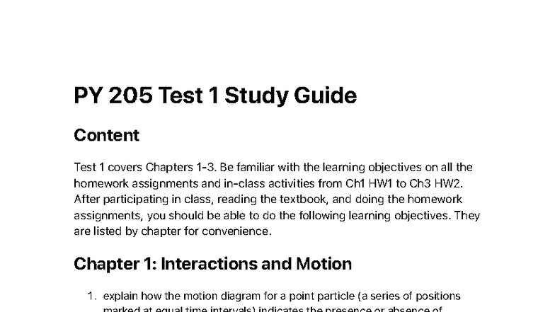 PY 205 Test 1 Study Guide: Key Concepts & Learning Objectives - Studocu