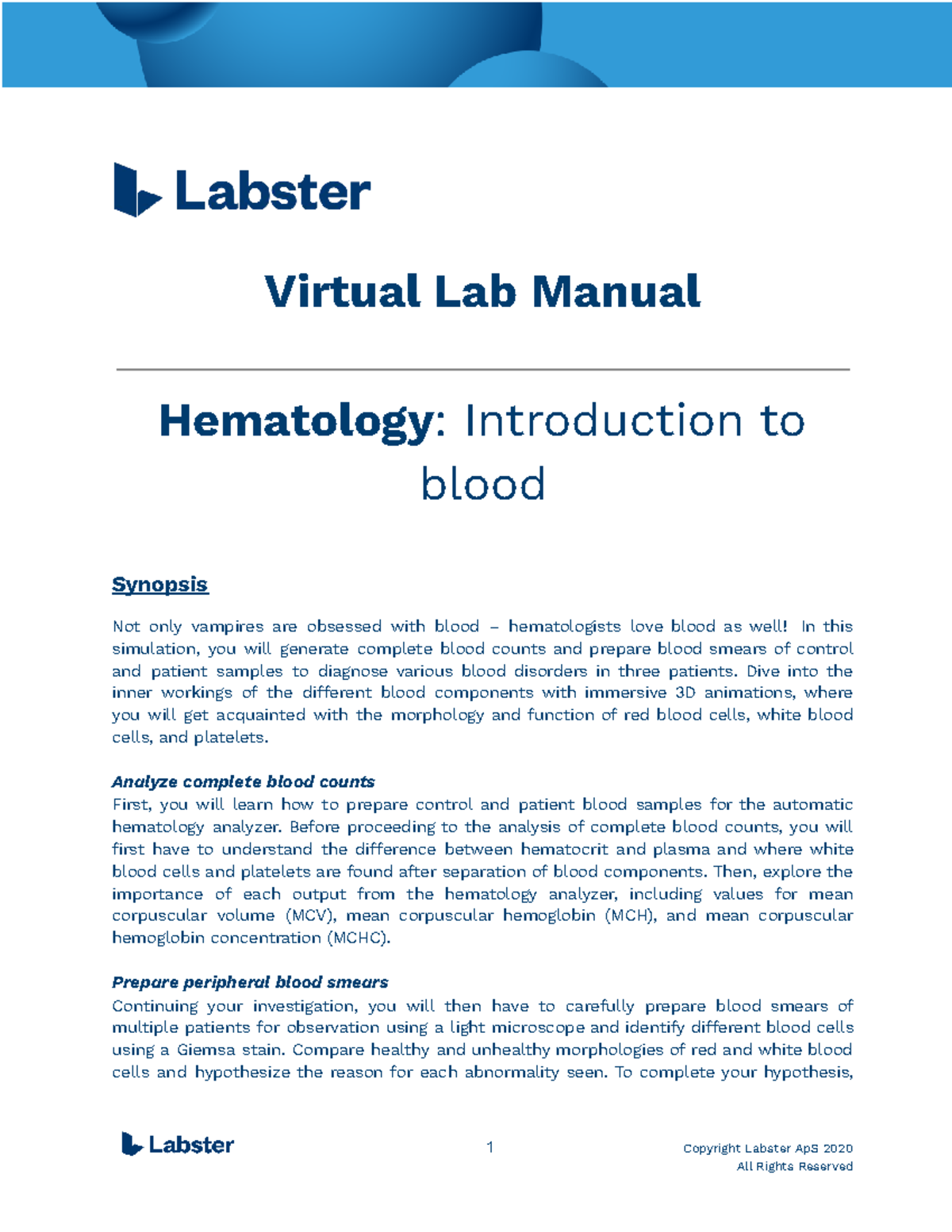 Lab Manual: Hematology (BIO101) - Exploring Blood Analysis Techniques ...