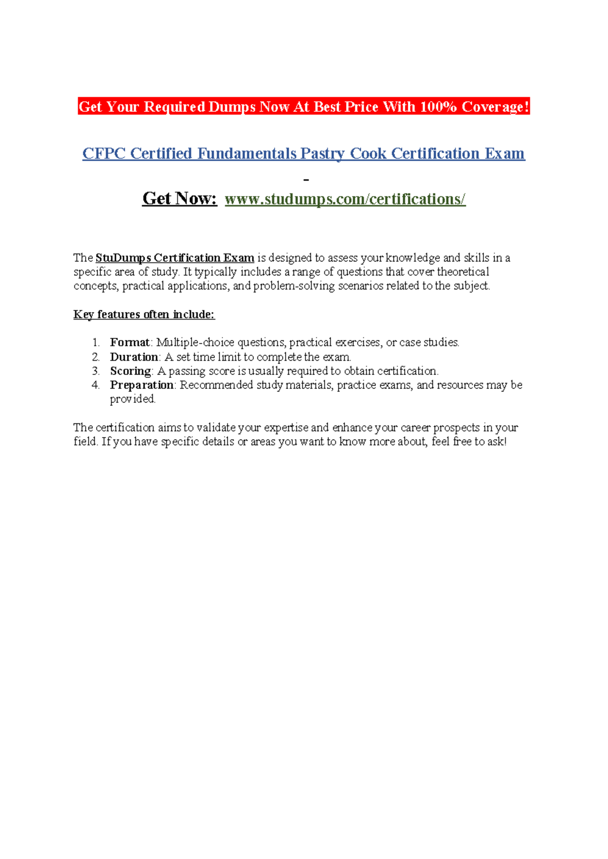 CFPC Certified Fundamentals Pastry Cook Certification Exam - Get Your ...