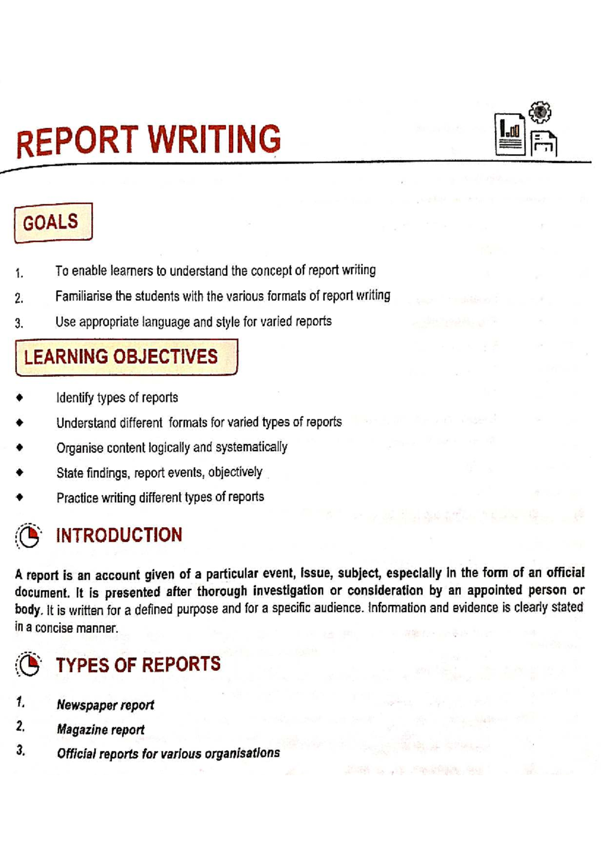 REPORT WRITING: GOALS, FORMATS & SAMPLE REPORTS - Studocu