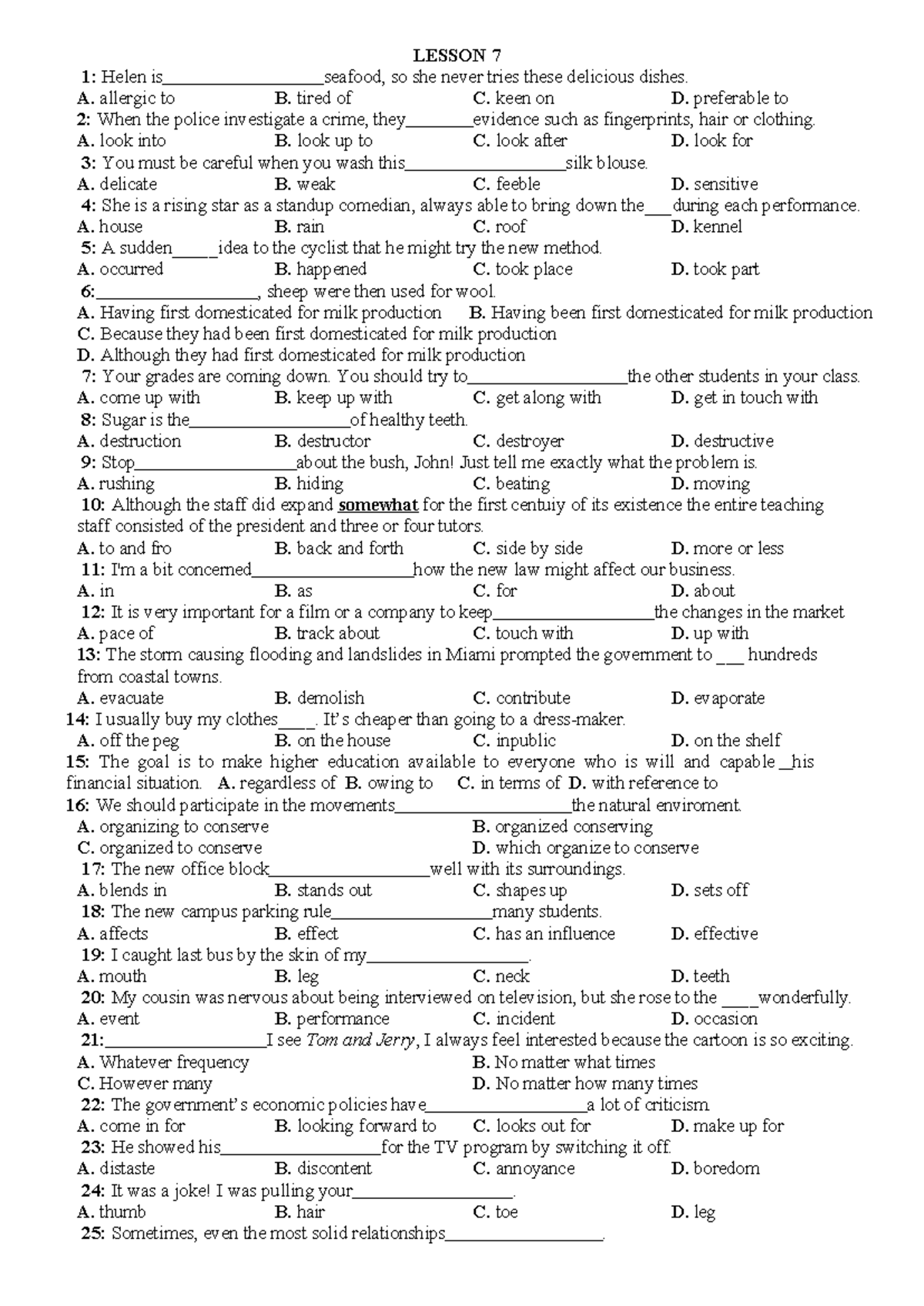 Lesson 7 - Exercises for Grade 12 English Proficiency - Studocu