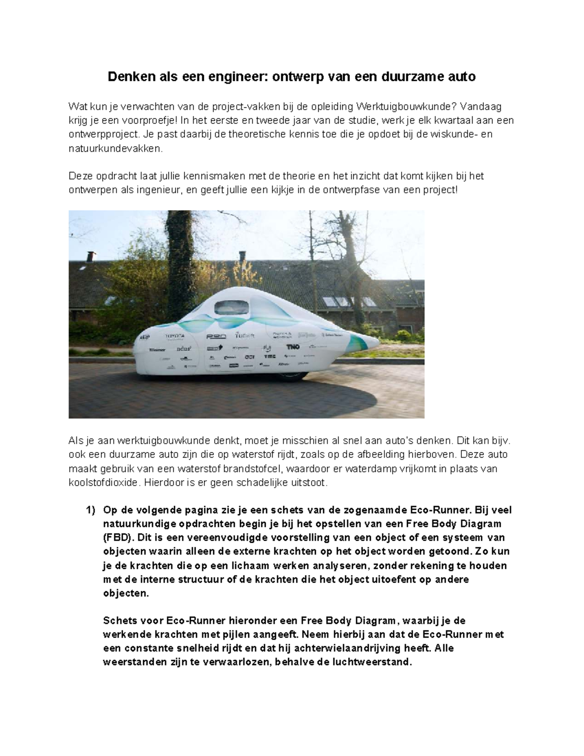 WB Meeloopdag 2025-2026: Duurzaam Auto Ontwerp Projectopdracht ...