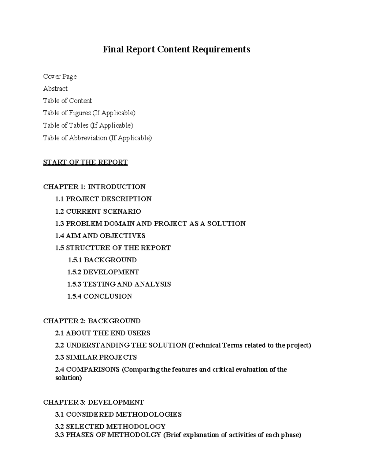 Final Report Content Guidelines for FYP 2022-23 - Studocu