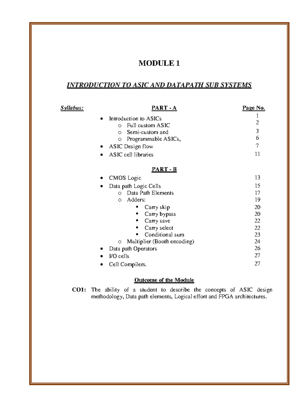 ASIC Design Principles and Data Path Logic Cells Overview - Studocu