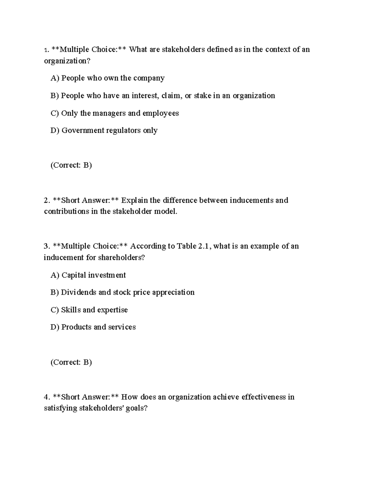 Practice Questions for Week 2-4: Org Dev (Course Code: TBD) - Studocu