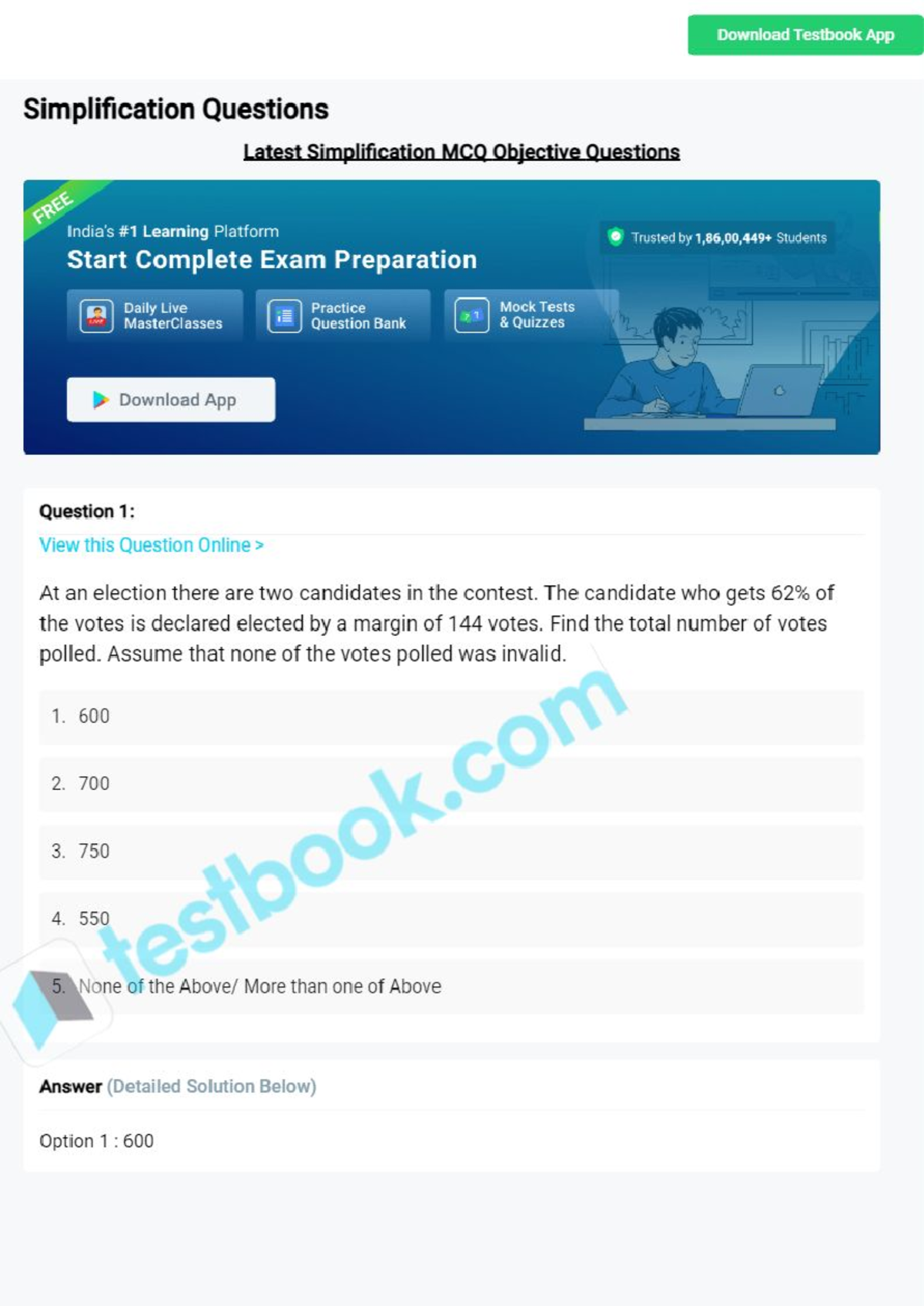 MCQ on Simplification - 5EEA6A1039140 & F30F369E808 - Studocu