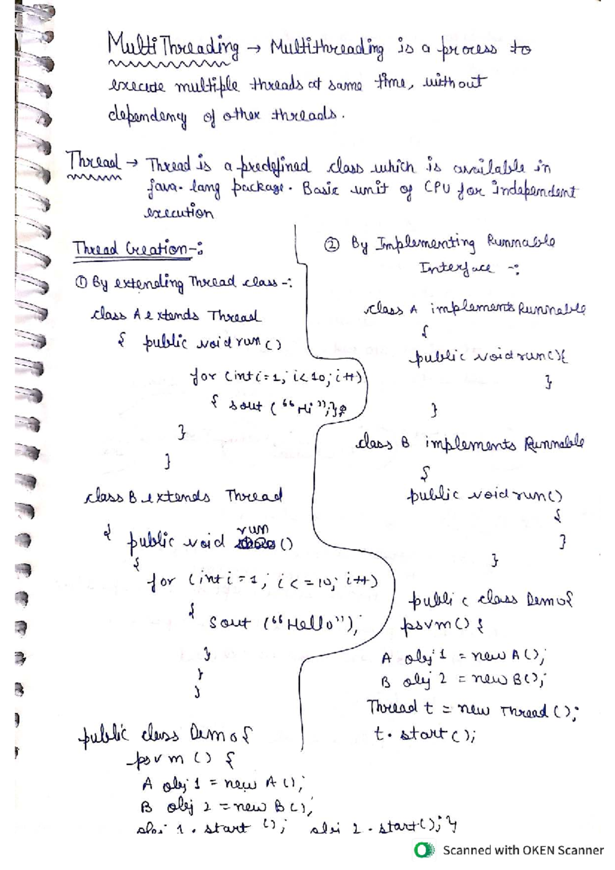 Java Multithreading Concepts: Implementation & Thread Life Cycle Notes ...