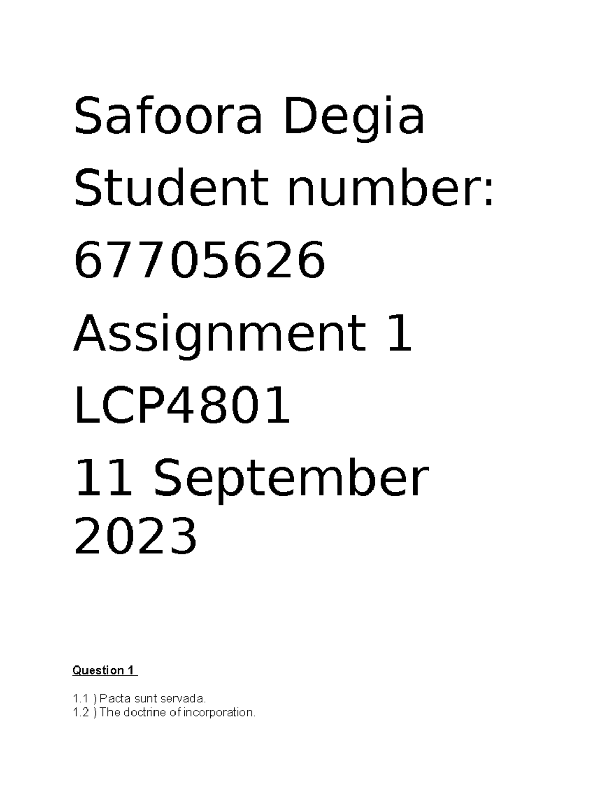 LCP4801 Assignment 1 - Analysis of Hierarchy in International Law - Studocu