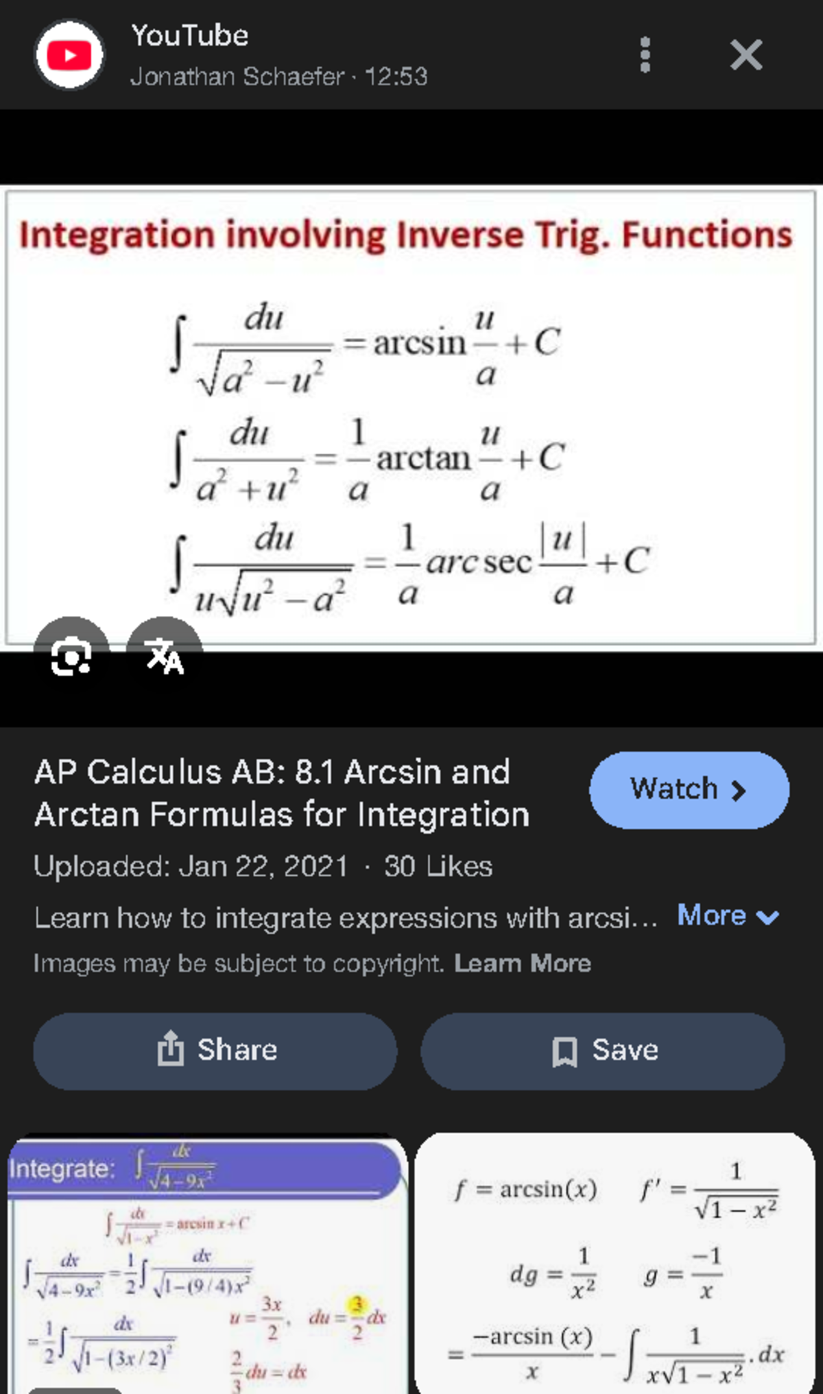 AP Calculus AB: Integral of arcsin(x) and Related Concepts - Studocu
