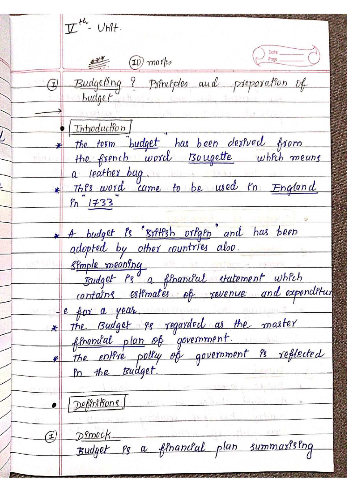 Unit 5 - Budget Planning and Communication Notes - Studocu