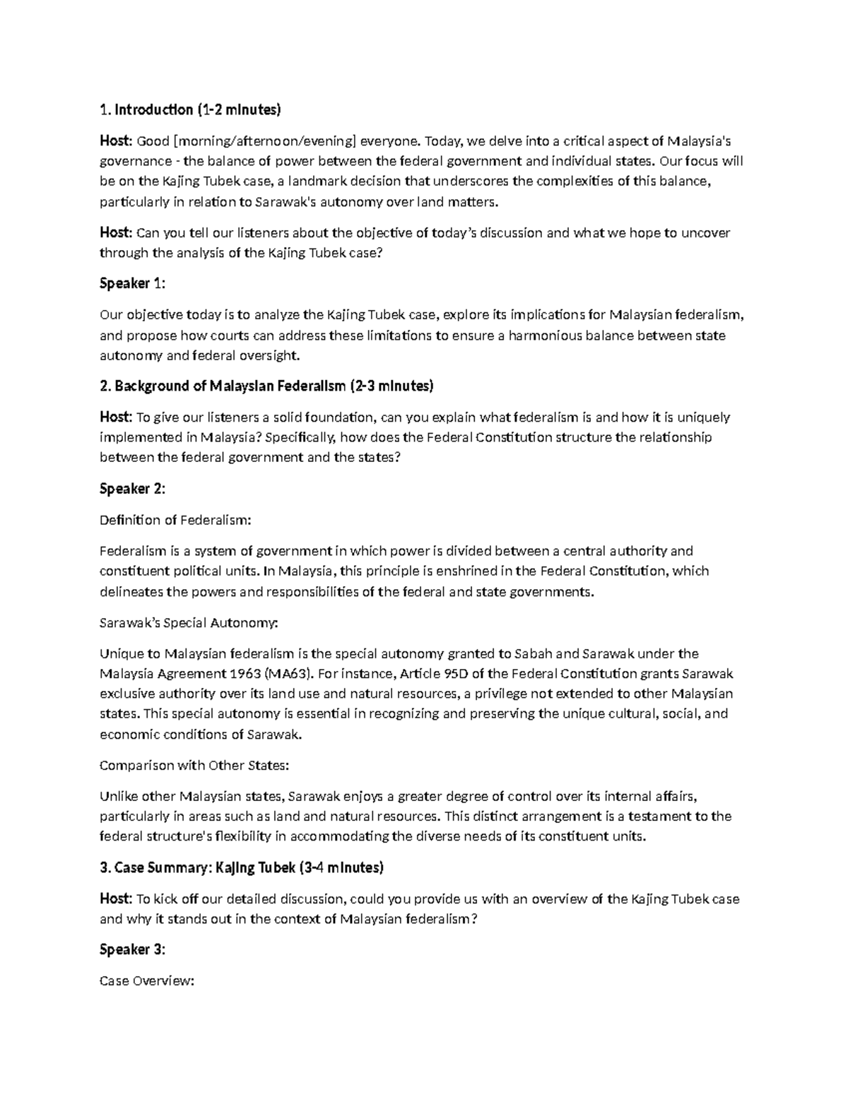 Assignment 1 script - Introduction (1-2 minutes) Host: Good [morning ...