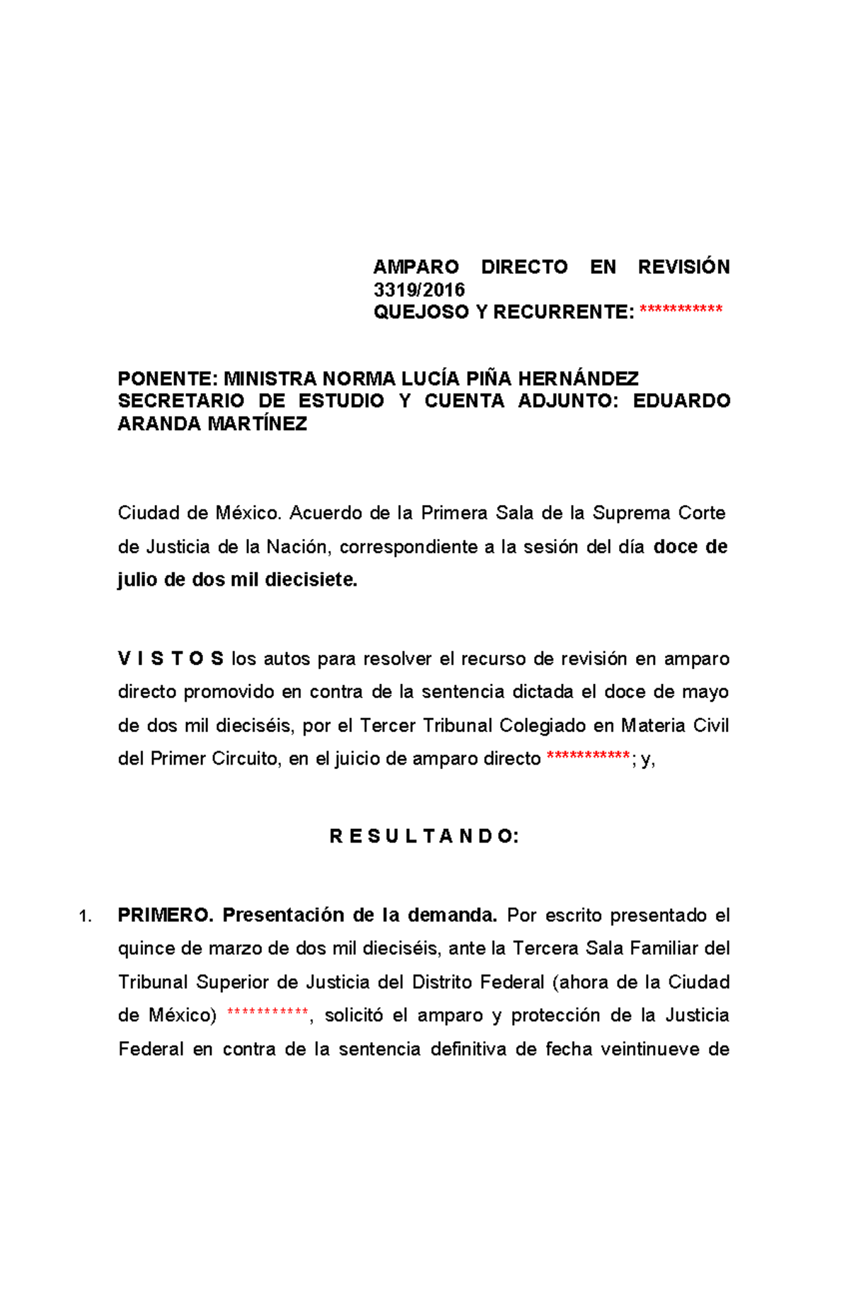 AMPARO DIRECTO EN REVISIÓN: Análisis de la Sentencia de la SCJN - Studocu