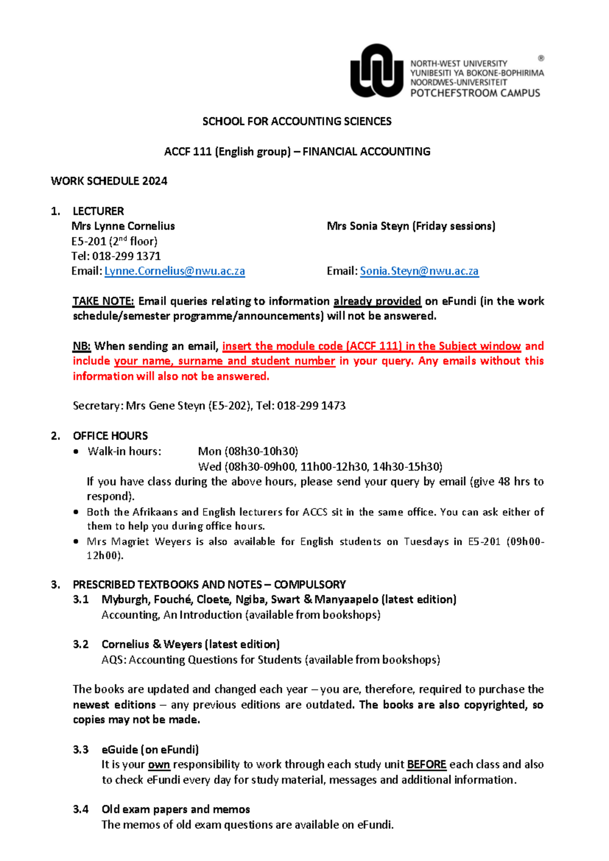 2024+ACCF111+Work+schedule+ Eng - SCHOOL FOR ACCOUNTING SCIENCES ACCF ...
