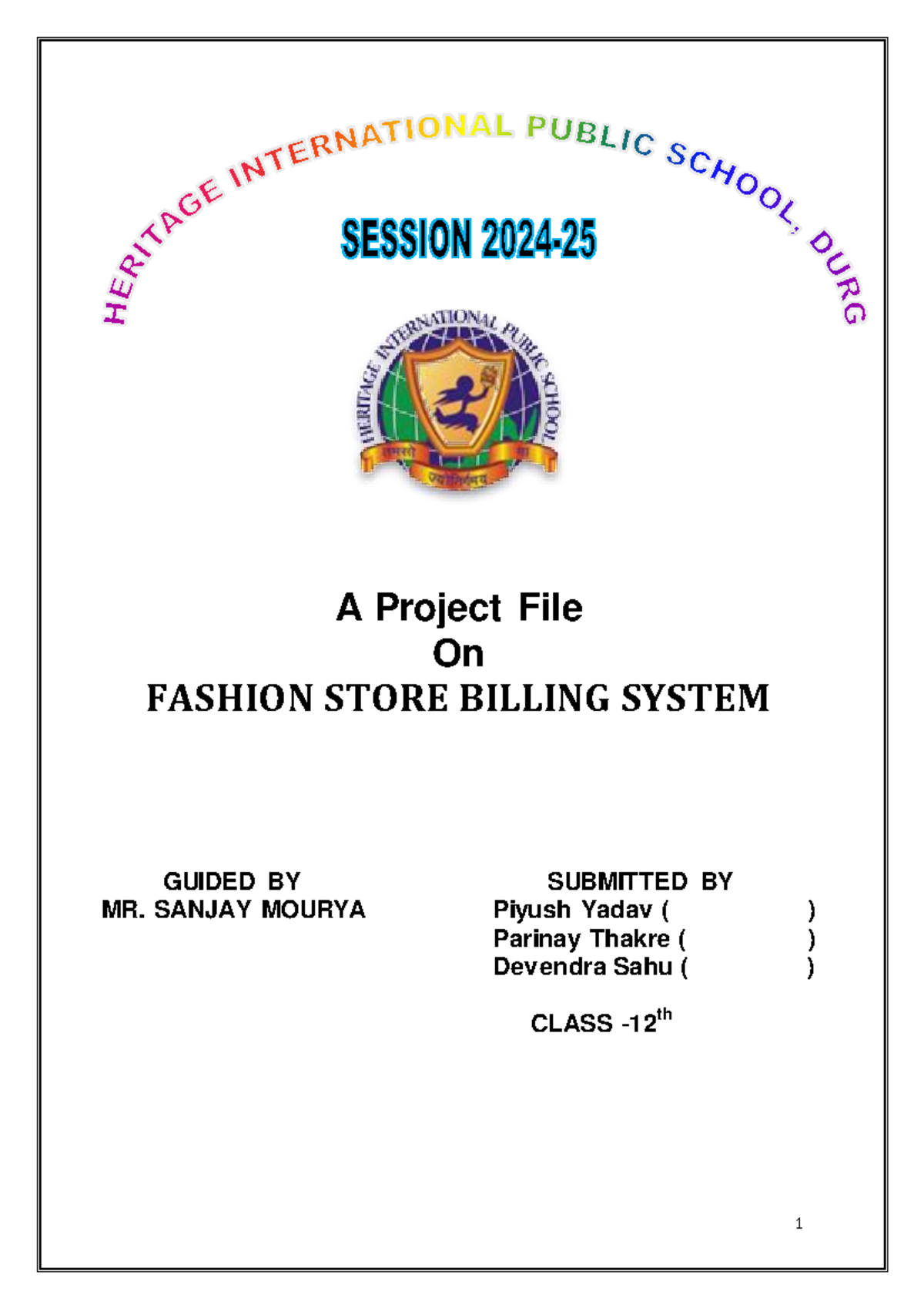 Fashion Store - Project work - A Project File On FASHION STORE BILLING ...