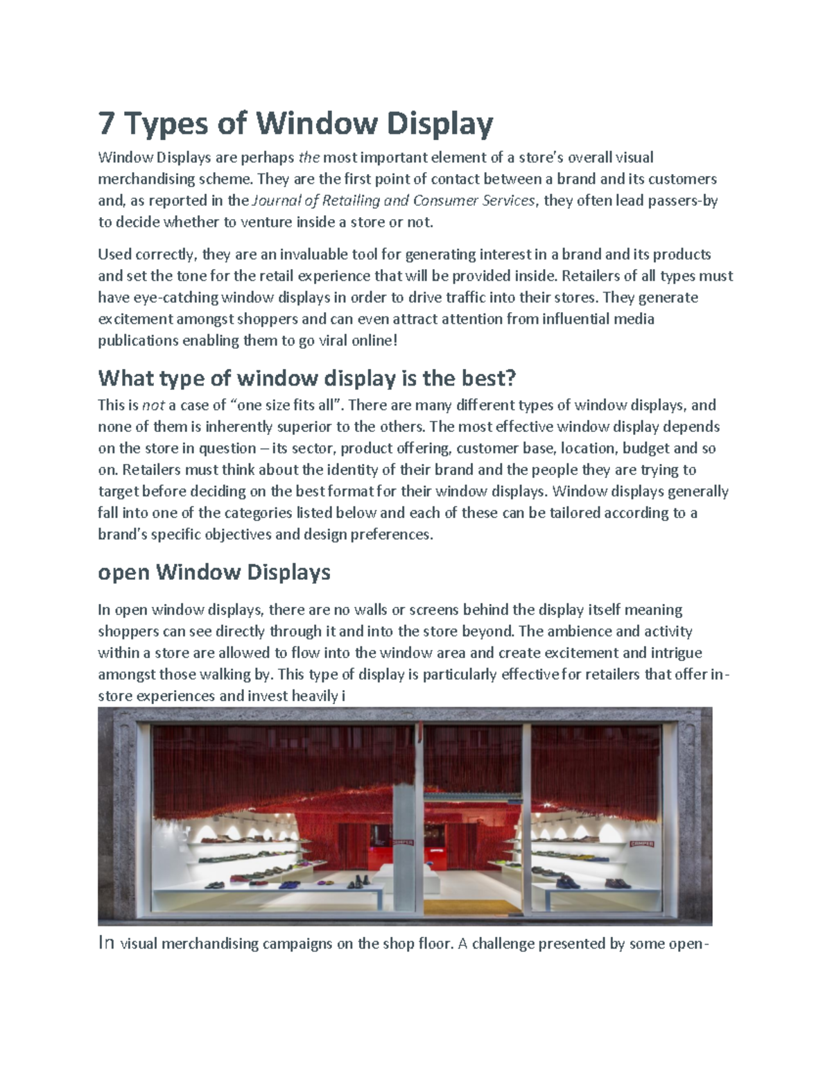 Visual - 7 Types of Window Display Window Displays are perhaps the most ...