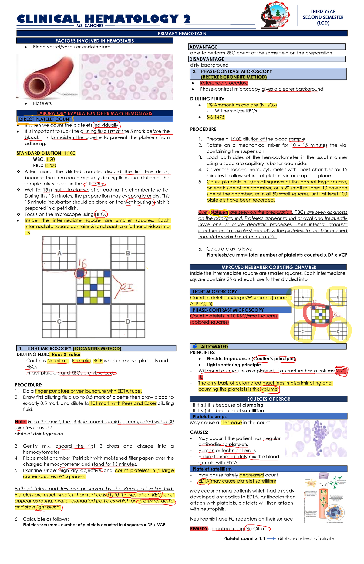 Primary Hemostasis Duldulao LCD - CLINICAL HEMATOLOGY 2 PRIMARY ...