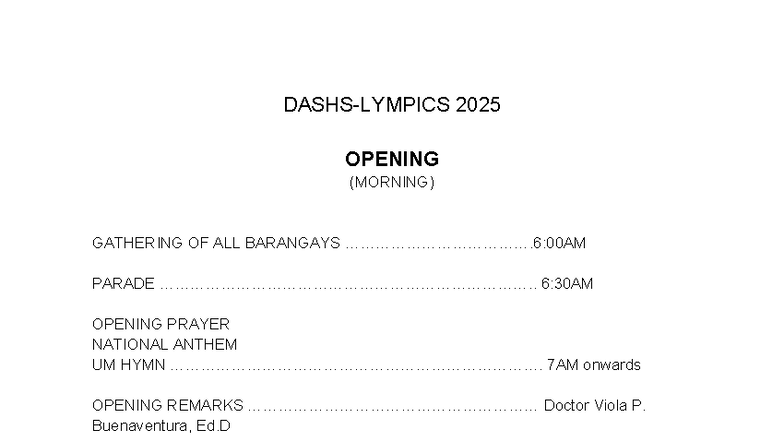 Final Program for 2025 Barangay Parade & Competitions - Studocu