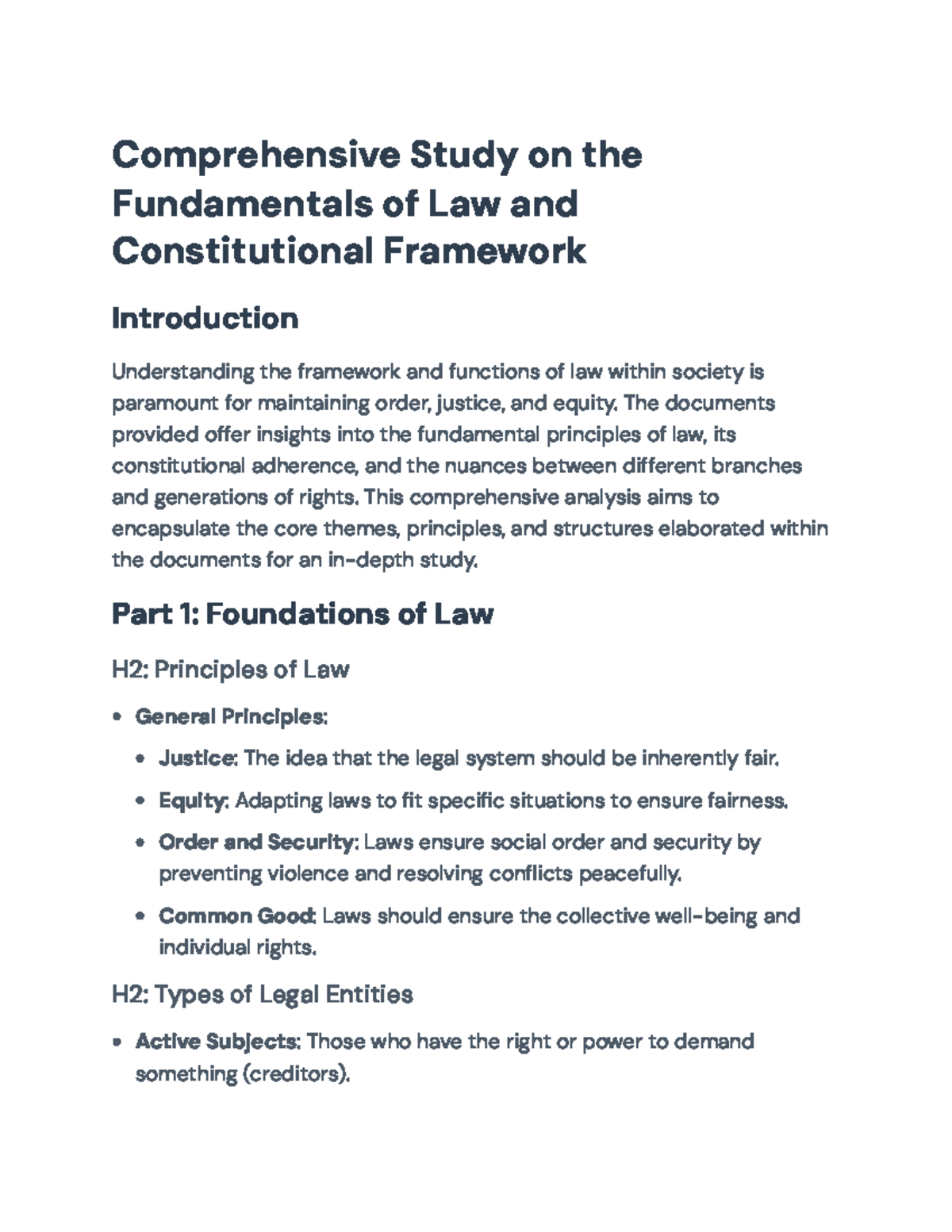 Comprehensive Analysis of Law Fundamentals and Constitutional Framework ...