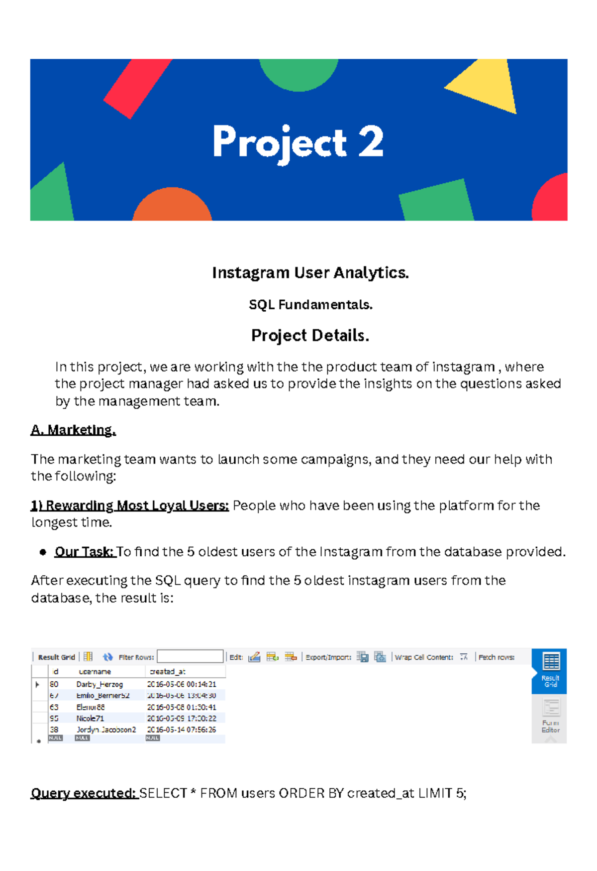 Project 2 - Instagram user analytics - Instagram User Analytics. SQL ...