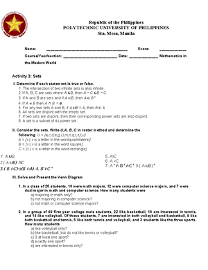 MMW reviewer - Lesson 1 - 4 Mathematics in the Modern World (Reviewer ...