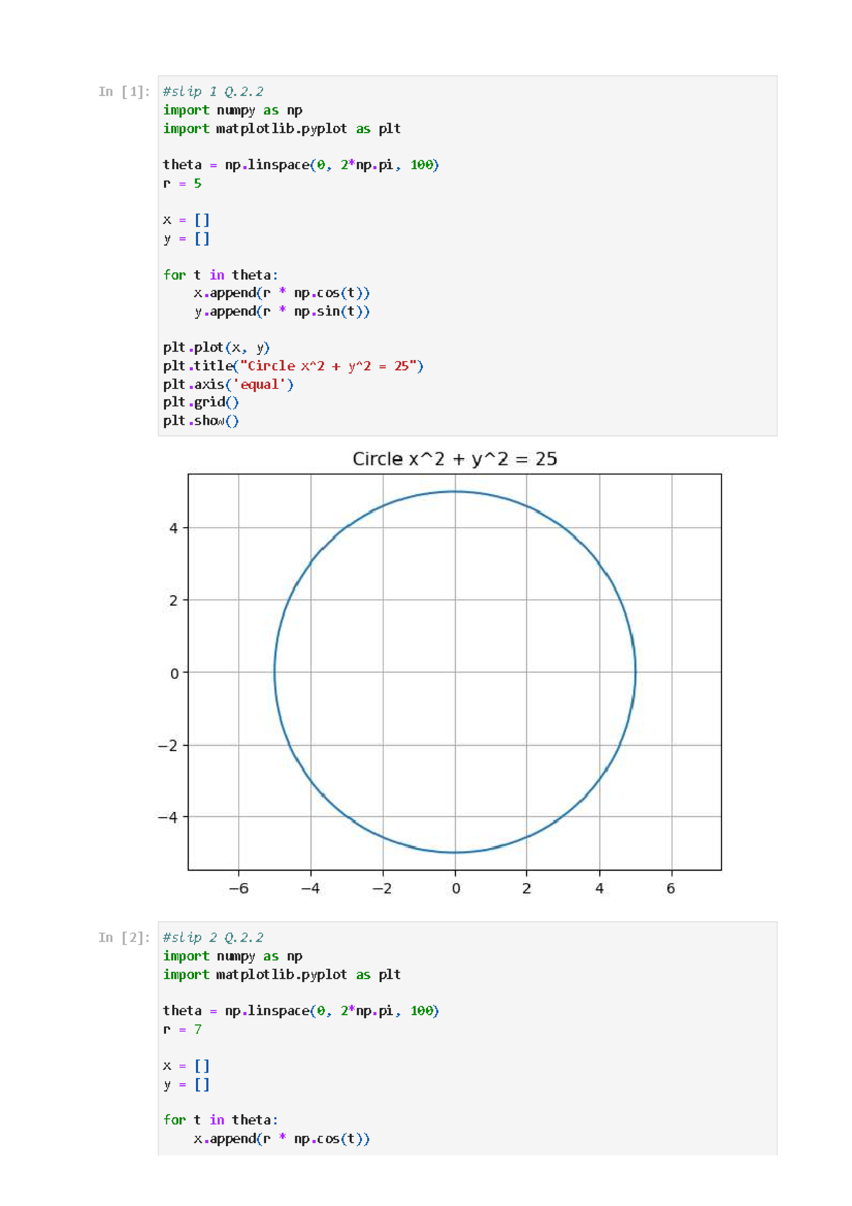 Maths Slip 10M - Q.2.2 Python Plotting Exercises - Studocu