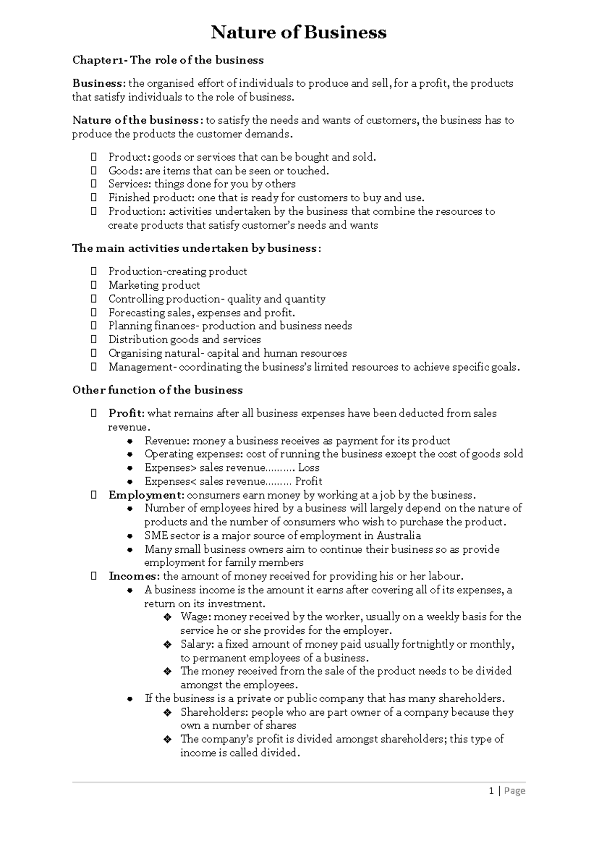 BUS 101: Comprehensive Prelim Business Studies Notes - Studocu