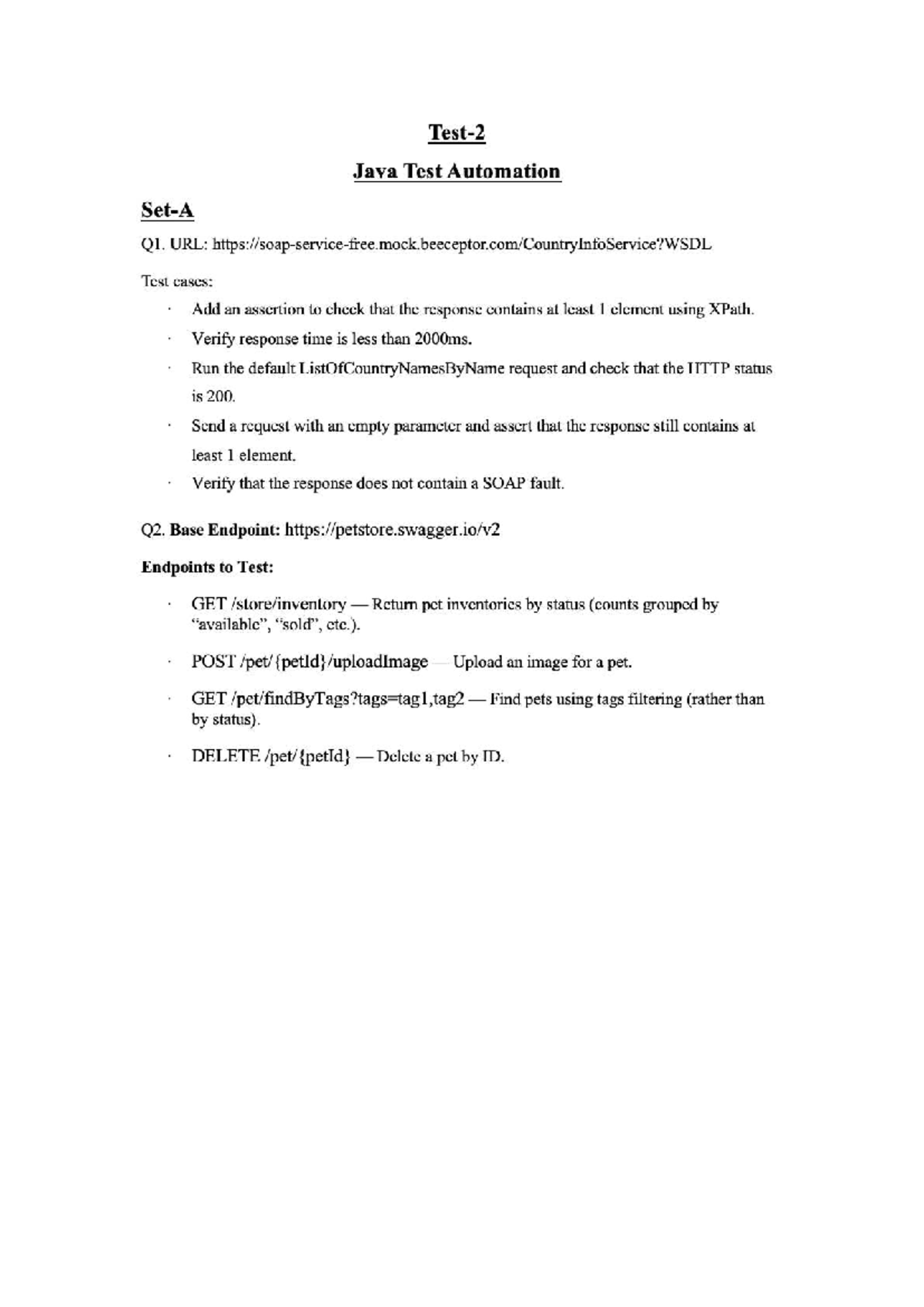 Java Test Automation Q1 & Q2: Practical MST Test Cases - Studocu
