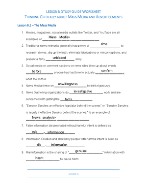 Lesson 12 - Student Study Guide Worksheet-1 - LESSON 12 STUDY GUIDE ...