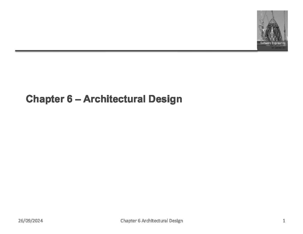 Software Engineering (SE101) Chapter 6: Architectural Design Insights ...
