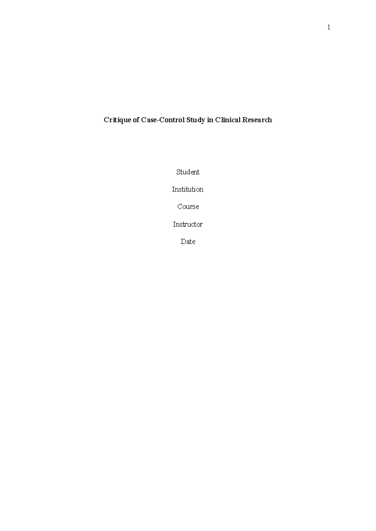 Order 884059 wk 5 discussion - Critique of Case-Control Study in ...